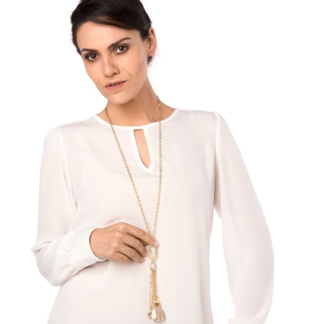 MARCIELLI RODRIGUES - COLAR LONGO PEDRA COM PINGENTES - DOURADO