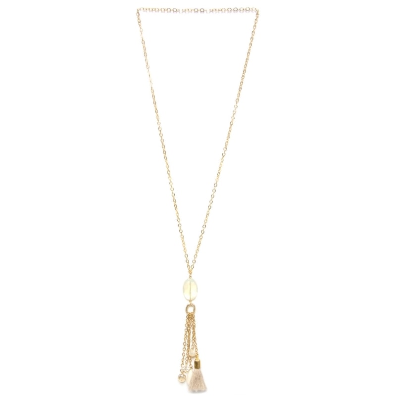 MARCIELLI RODRIGUES - COLAR LONGO PEDRA COM PINGENTES - DOURADO