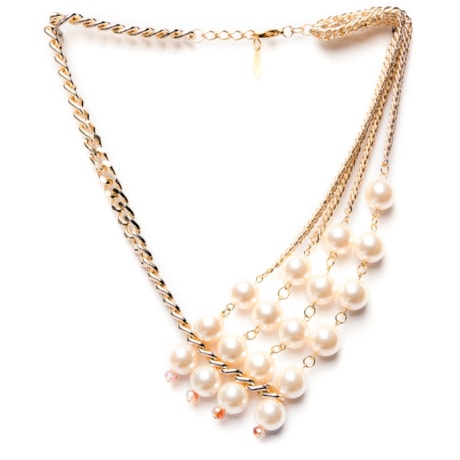 MARCIELLI RODRIGUES - COLAR MIX CORRENTES COM PÉROLAS - DOURADO