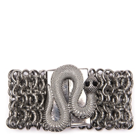MARCIELLI RODRIGUES - PULSEIRA CORRENTES FECHO COBRA - PRATA VELHA