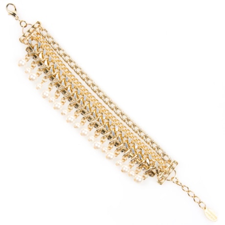 MARCIELLI RODRIGUES - PULSEIRA CORRENTES PÉROLA COM STRASS - DOURADO