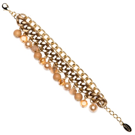 MARCIELLI RODRIGUES - PULSEIRA ELOS DUAS CORRENTES COM PEDRAS - OURO VELHO