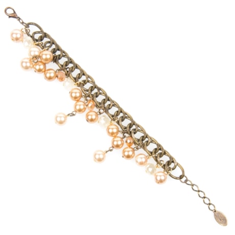 MARCIELLI RODRIGUES - PULSEIRA ELOS PÉROLAS E CRISTAIS - OURO VELHO