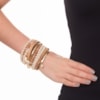 MARCIELLI RODRIGUES - PULSEIRA MIX COM 12 FILEIRAS PEROLASE COURO FAKE - DOURADO