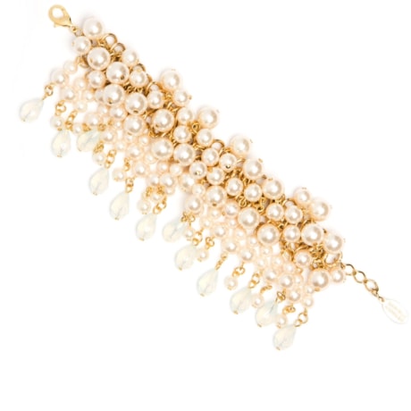 MARCIELLI RODRIGUES - PULSEIRA MIX PÉROLAS COM CRISTAIS - DOURADO
