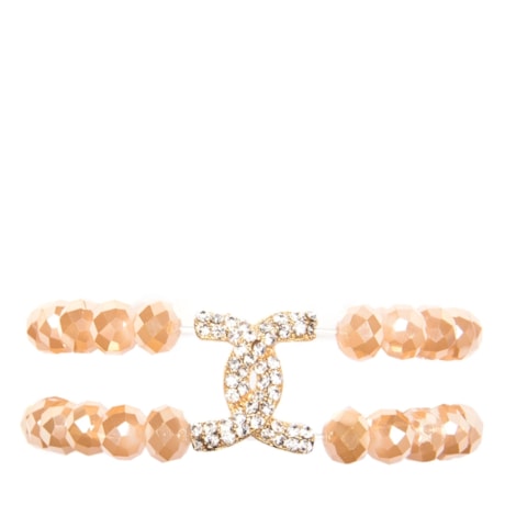 MARCIELLI RODRIGUES - PULSEIRA PEDRA FACETADA 2/FILEIRAS COM STRASS - UNICA