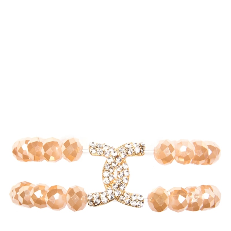 MARCIELLI RODRIGUES - PULSEIRA PEDRA FACETADA 2/FILEIRAS COM STRASS - UNICA
