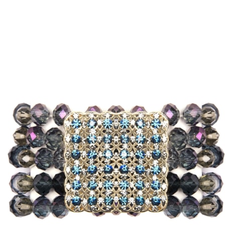 MARCIELLI RODRIGUES - PULSEIRA PEDRAS FACETADAS FECHO QUADRADO STRASS - AZUL