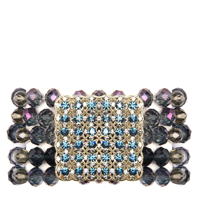 MARCIELLI RODRIGUES - PULSEIRA PEDRAS FACETADAS FECHO QUADRADO STRASS - AZUL
