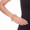 MARCIELLI RODRIGUES - PULSEIRA PÉROLAS E PEDRA FACETADA - NUDE