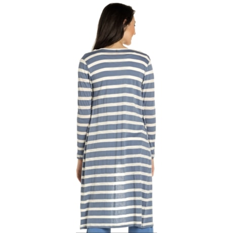 MAXI CARDIGAN CANTÃO LISTRAS COMFY - AZUL MAXI CARDIGAN CANTÃO LISTRAS COMFY - AZUL