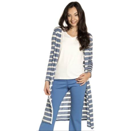 MAXI CARDIGAN CANTÃO LISTRAS COMFY - AZUL MAXI CARDIGAN CANTÃO LISTRAS COMFY - AZUL