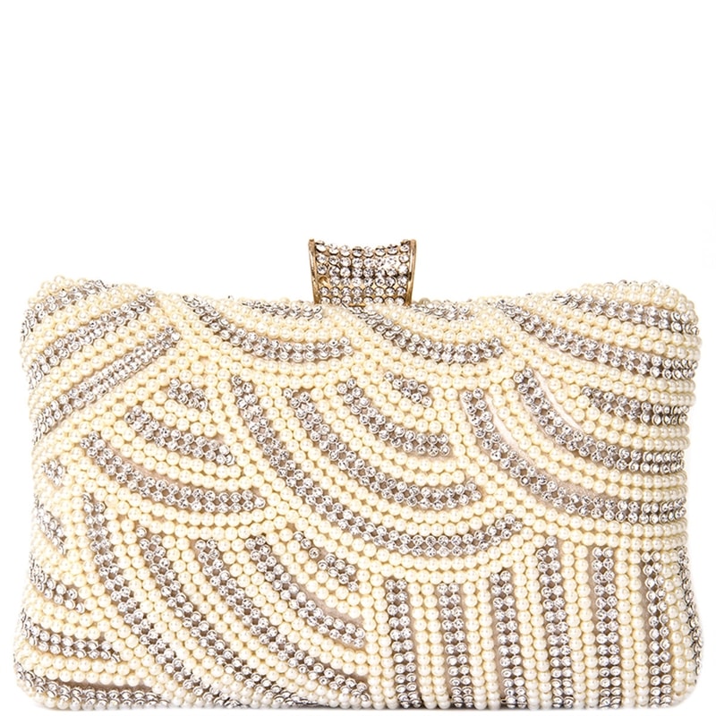 maxi clutch pérolas/ strass retangular - PÉROLA