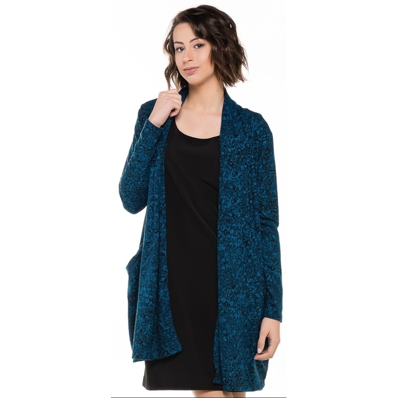 MAXICARDIGAN CAPITOLLIUM MOLETON ESTAMPADO - AZUL