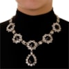 MAXICOLAR PRINCESA STRASS /PINGENTE GOTA - PRATA/PRETO
