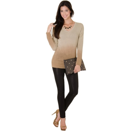 MAXIPULL TRICOT LUREX DEGRADEDEC V M/L - PRATA MAXIPULL TRICOT LUREX DEGRADEDEC V M/L - PRATA