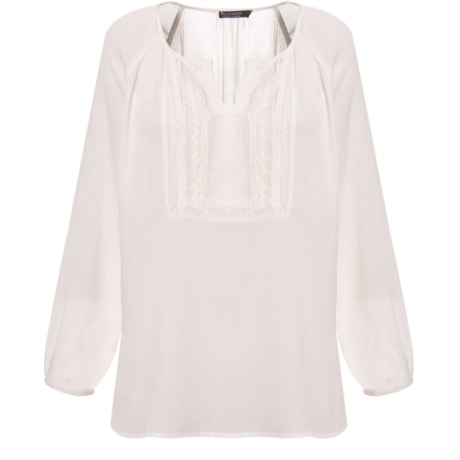 MOÇA BONITA - BATA CREPE COM RENDA DECOTE - OFF WHITE MOÇA BONITA - BATA CREPE COM RENDA DECOTE - OFF WHITE