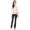 MOÇA BONITA - BATA FLORAL COM NERVURAS - CREME