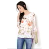 MOÇA BONITA - BATA FLORAL DECOTE RENDA - OFF WHITE
