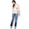 MOÇA BONITA - BATA FLORAL DECOTE RENDA - OFF WHITE