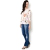 MOÇA BONITA - BATA FLORAL DECOTE RENDA - OFF WHITE