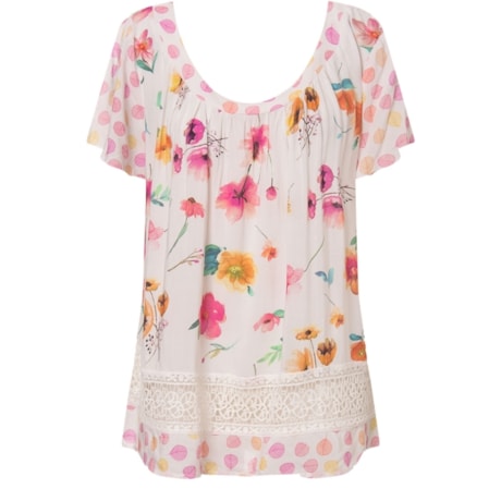MOÇA BONITA - BATA FLORAL RENDA BARRA - OFF WHITE MOÇA BONITA - BATA FLORAL RENDA BARRA - OFF WHITE