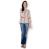 MOÇA BONITA -  BATA PATCHWORK M/L DEC. LAÇO - AZUL