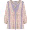 MOÇA BONITA -  BATA PATCHWORK M/L DEC. LAÇO - AZUL