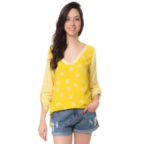 MOÇA BONITA - BATA PATCHWORK MANGA LONGA - AMARELO MOÇA BONITA - BATA PATCHWORK MANGA LONGA - AMARELO