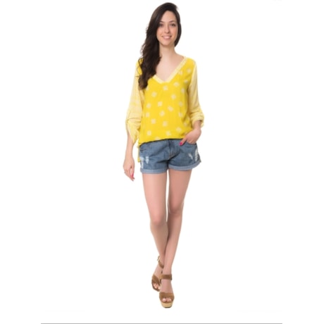 MOÇA BONITA - BATA PATCHWORK MANGA LONGA - AMARELO MOÇA BONITA - BATA PATCHWORK MANGA LONGA - AMARELO
