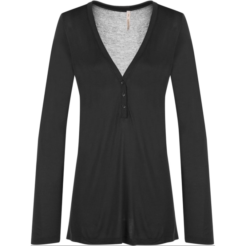 MOÇA BONITA - BLUSA BÁSICA DECOTE V MANGA LONGA - PRETO