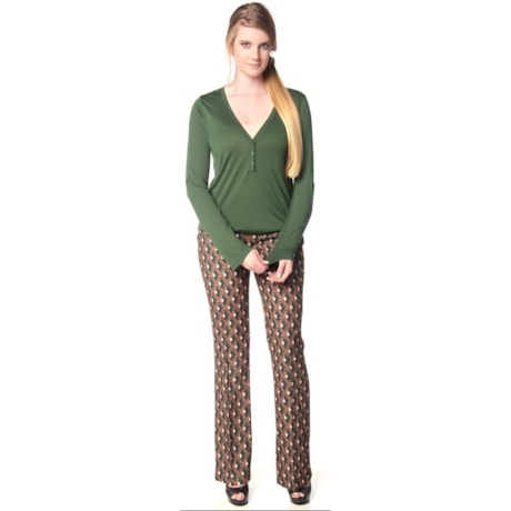 MOÇA BONITA - BLUSA BÁSICA DECOTE V MANGA LONGA - VERDE MOÇA BONITA - BLUSA BÁSICA DECOTE V MANGA LONGA - VERDE