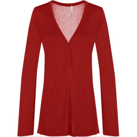 MOÇA BONITA - BLUSA BÁSICA DECOTE V MANGA LONGA - VERMELHO