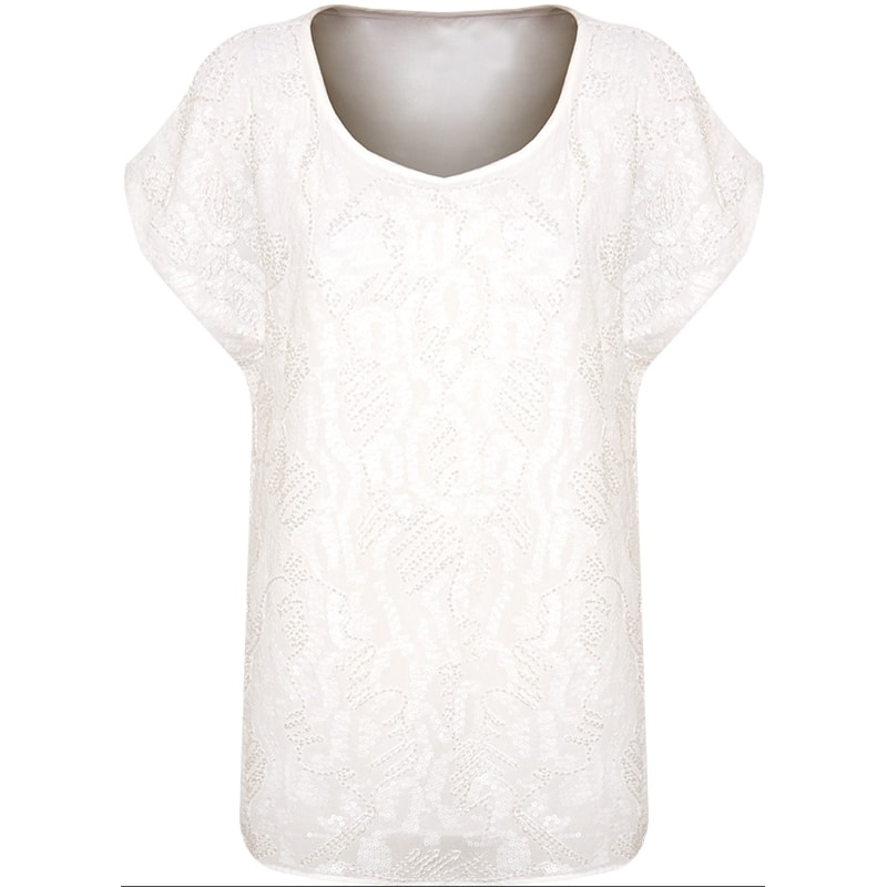 MOÇA BONITA - BLUSA EM VISCOSE FTE. BORDADA MG. CURTA - BRANCO