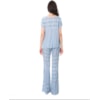 MOÇA BONITA - BLUSA ESTAMPADA COM RECORTES E BOLSO - AZUL