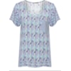 MOÇA BONITA - BLUSA ESTAMPADA COM RECORTES E BOLSO - AZUL