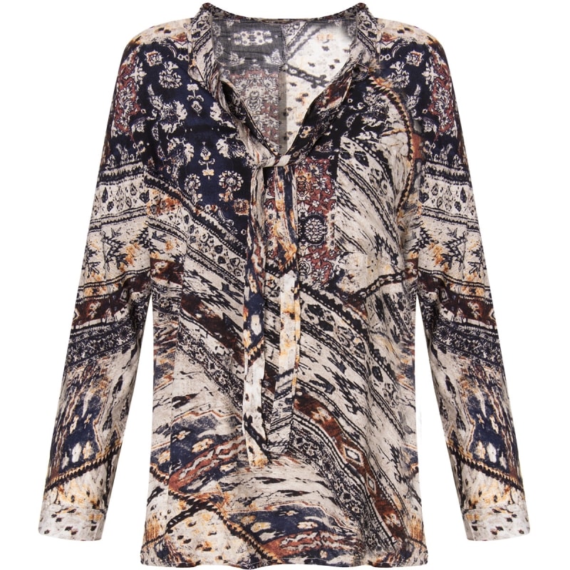 MOÇA BONITA - BLUSA ESTAMPADA GRAVATA UM BOLSO - AZUL MOÇA BONITA - BLUSA ESTAMPADA GRAVATA UM BOLSO - AZUL