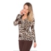 MOÇA BONITA - BLUSA TRICÔ DECOTE V ANIMAL PRINT - MARROM MOÇA BONITA - BLUSA TRICÔ DECOTE V ANIMAL PRINT - MARROM