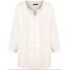 MOÇA BONITA - BLUSA VISCOSE PALA E DECOTE BORDADO M3/4 - OFF WHITE