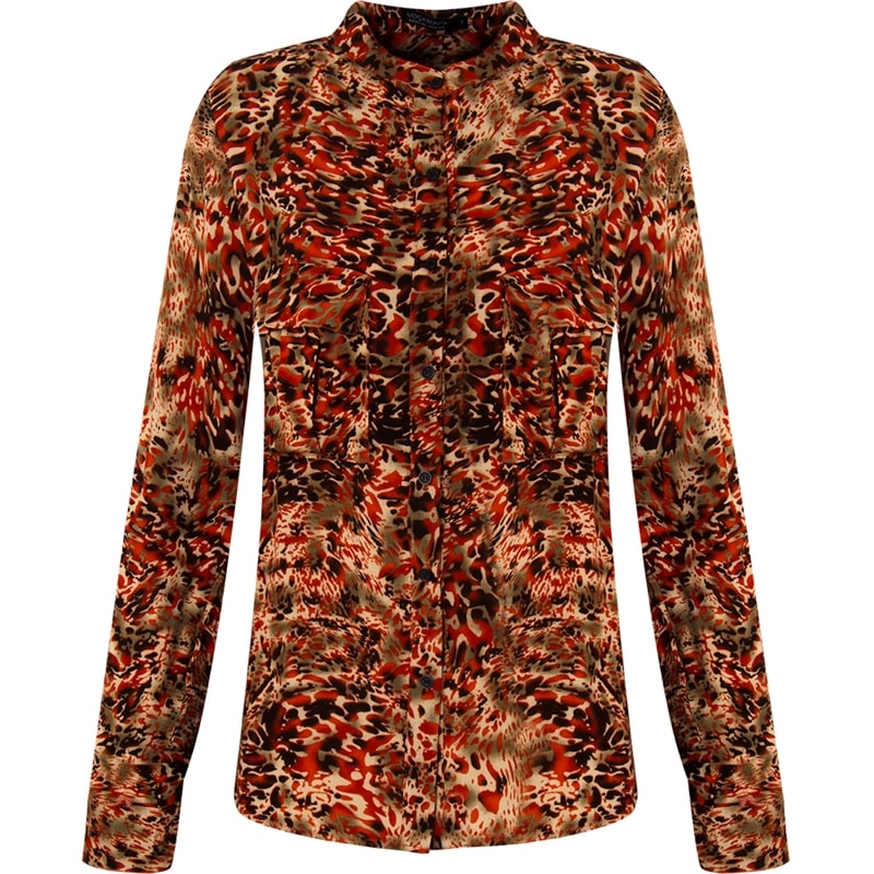 MOÇA BONITA - CAMISA EM VISCOSE ANIMAL PRINT - LARANJA