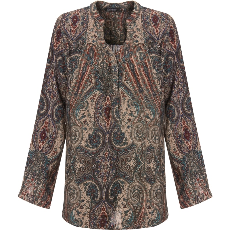 MOÇA BONITA - CAMISA ESTAMPA CASHMERE MANGA LONGA - PETRÓLEO