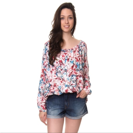 MOÇA BONITA - CAMISA ESTAMPADA AMPLA RECORTE CINTURA - FLORAL