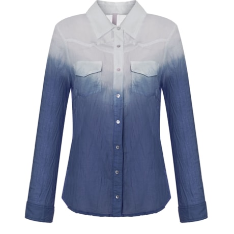 MOÇA BONITA - CAMISA TIE DYE BOLSO COM LAPELA BICO - MARINHO