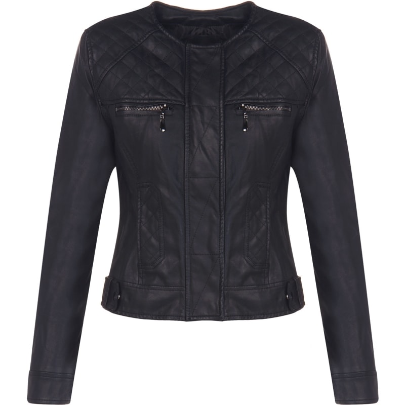 MOÇA BONITA - JAQUETA COURO FAKE MATELASSE - PRETO MOÇA BONITA - JAQUETA COURO FAKE MATELASSE - PRETO