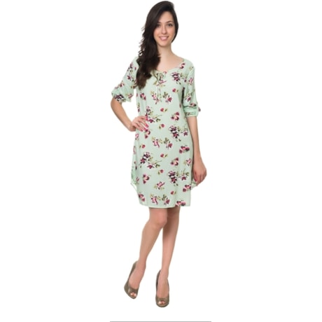 MOÇA BONITA - VESTIDO BATA FLORAL COM RENDA - VERDE ÁGUA MOÇA BONITA - VESTIDO BATA FLORAL COM RENDA - VERDE ÁGUA