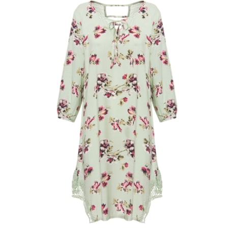 MOÇA BONITA - VESTIDO BATA FLORAL COM RENDA - VERDE ÁGUA MOÇA BONITA - VESTIDO BATA FLORAL COM RENDA - VERDE ÁGUA
