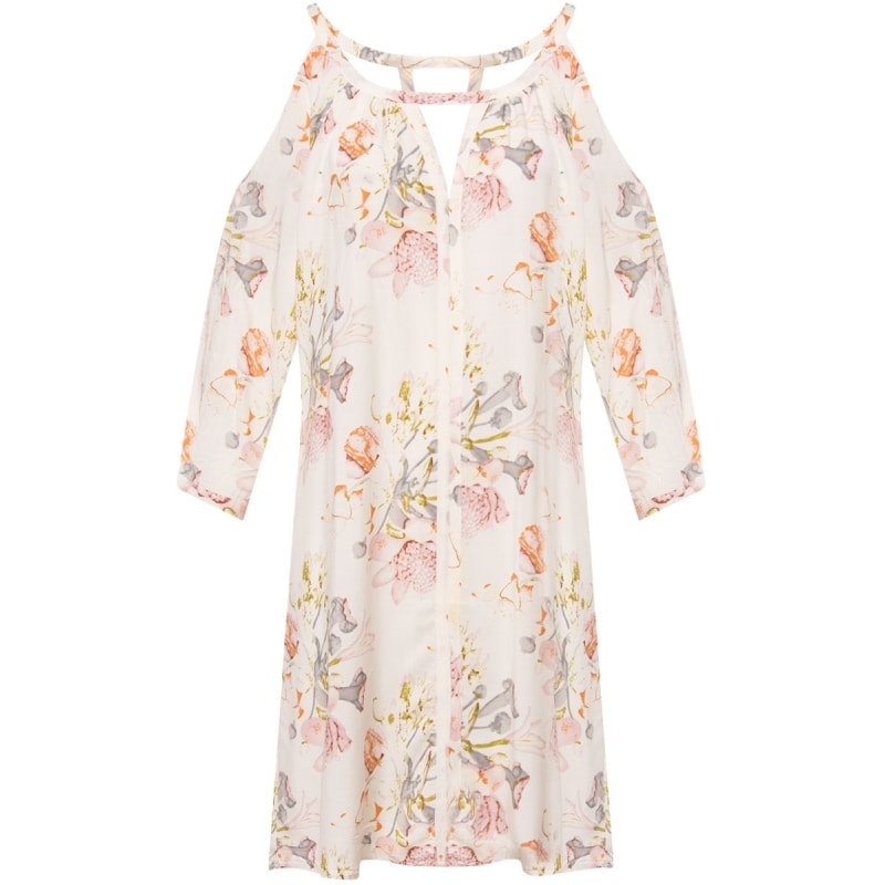 MOÇA BONITA - VESTIDO BOLA FLORAL RECORTES OMBRO - CREME MOÇA BONITA - VESTIDO BOLA FLORAL RECORTES OMBRO - CREME
