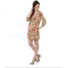 MOÇA BONITA - VESTIDO ESTAMPADO BABADO DETALHE RENDA AJOUR - ROSA