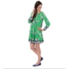 MOÇA BONITA - VESTIDO ESTAMPADO COM PREGAS MANGA LONGA MARTINGALE - VERDE
