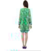 MOÇA BONITA - VESTIDO ESTAMPADO COM PREGAS MANGA LONGA MARTINGALE - VERDE